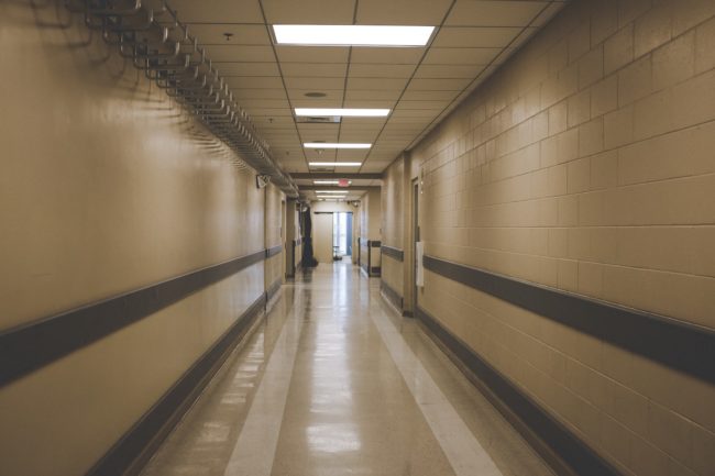 Empty hospital corridor. 